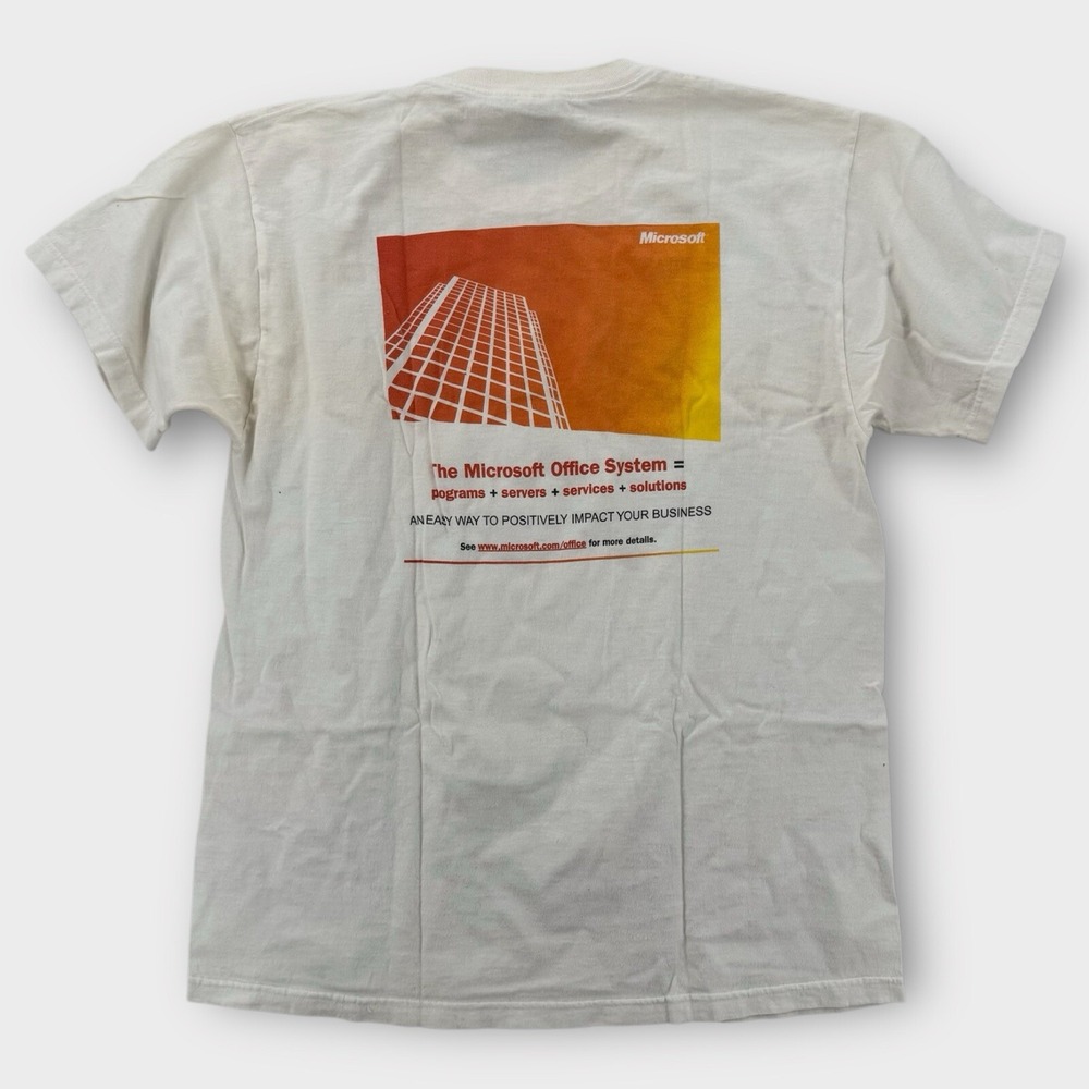 Vintage Microsoft Office Shirt Mens XL Fruit Of The Loom Heavy White Y2K Cotton